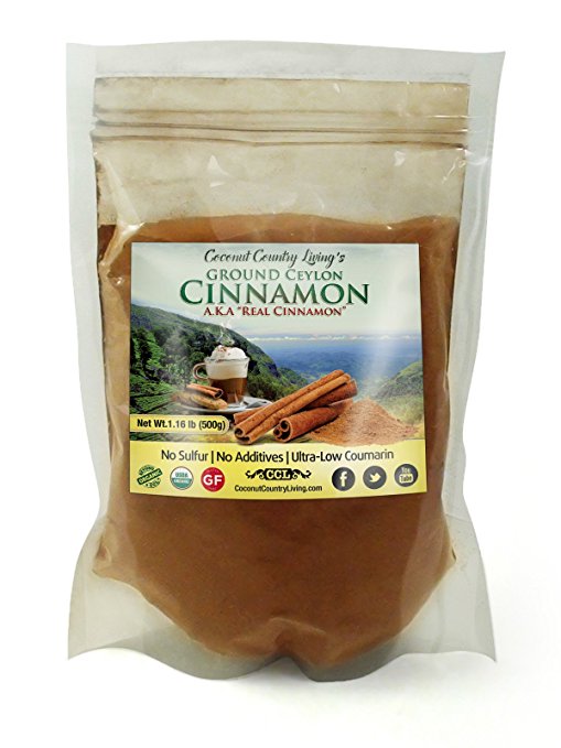 Organic Ceylon Cinnamon Powder, 1.16 lb, Premium Grade, Freshly Harvested, Packed, Ground in Beautiful Sri Lanka w/ Complimentary E-Book, Secrets of Cinnamon