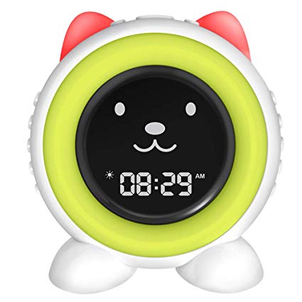 Cat Alarm Clock for Kids ,Time to Wake Sleep Trainer ,Night Light & Wake Up Light , Sleep Sound Machine