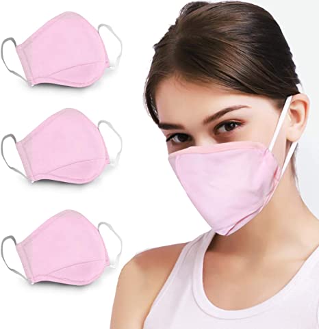 DDY (USA in Stock) Reusable Cotton Anti Dust Face Mouth for Cycling Camping Travel (Pink,3PCS)