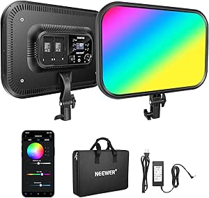 NEEWER 18.3" RGB LED Video Light Panel with APP Control, 360°Full Color, 1 Pack 60W Dimmable 2500K~8500K RGB LED Panel CRI/TLCI 97  with 17 Special Scenes Effect for Game YouTube Zoom Photography