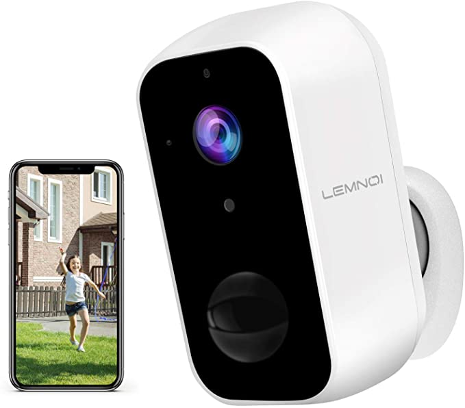 Lemnoi Security Outdoor Camera Wireless - Wifi CCTV Rechargeable Battery Powered Camera 1080p HD Indoor Surveillance Camera with Waterproof, Human Motion Detection, Night Vision, 2-Way Audio, Cloud&SD