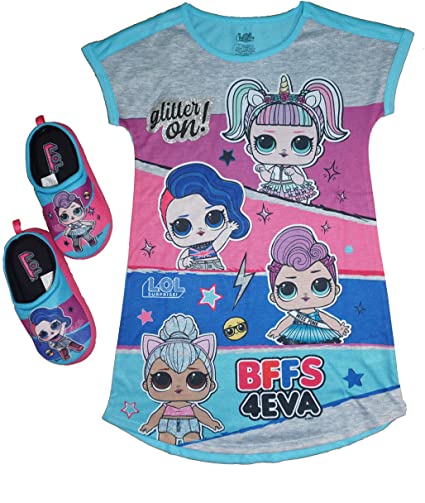 L.O.L. Surprise! Girls Pajama Set, Dorm Pjs with Slippers