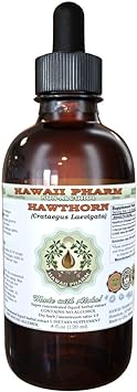 HawaiiPharm Hawthorn Alcohol-Free Liquid Extract, Hawthorn (Crataegus Laevigata) Dried Leaf and Flower Glycerite Natural Herbal Supplement 2 oz