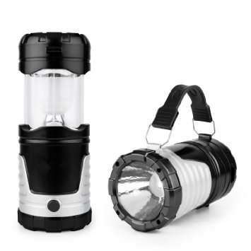 Updated Camping Lantern, Solar Rechargeable LED Camp Light & Handheld Flashlight in the Bottom for Hiking, Camping, Fishing, Hurricanes, Outages, Emergency Charging for Mobilephone