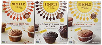 Simple Mills Naturally Gluten-Free Almond Flour Muffin Mixes, Pumpkin Muffin, Chocolate Muffin & Cake and Banana Muffin, 3 Count