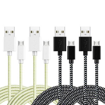 Charging Cords Magic-T Braided Cable 66ft2m A Male to Micro B Charger Extension Data Sync Cord Fabric Jacket for Samsung Galaxy s7 Xbox One other Android Devices 4-Pack