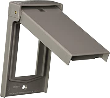 Leviton 4998-GY 1-Gang Decora Wallplate Cover, Weather-Resistant, Thermoplastic, Device Mount, Vertical Self Closing Lid, Gray