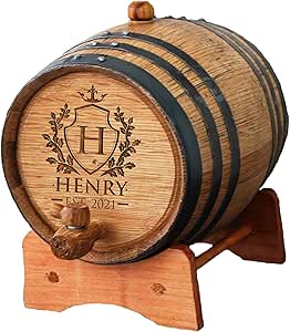 My Personal Memories Personalized Whiskey Bourbon Scotch Barrel - Engraved Wine Cask gift - Custom Oak Mini Barrel - Knight Design (3 Liter Barrel)