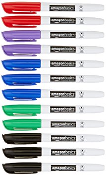 AmazonBasics Permanent Markers - Assorted - Pack of 12