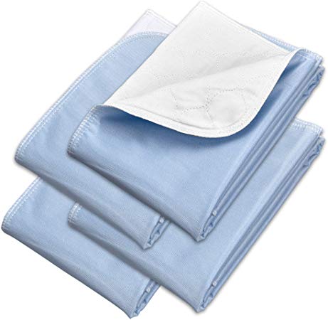 Incontinence Bed Pads - Reusable Waterproof Underpad Chair, Sofa and Mattress Protectors - Highly Absorbent, Machine Washable - for Children, Pets and Seniors (34x36 (Pack of 4), Blue)
