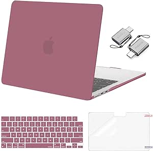 MOSISO Compatible with MacBook Air 13.6 inch Case 2022 2023 2024 Release M3 A3113 M2 A2681 with Touch ID, Plastic Hard Shell Case&Keyboard Cover&Screen Protector&Type C Adapter 2 Pack, Dusty Rose