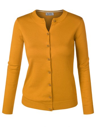 BIADANI Women Button Down Long Sleeve Basic Soft Knit Cardigan Sweater