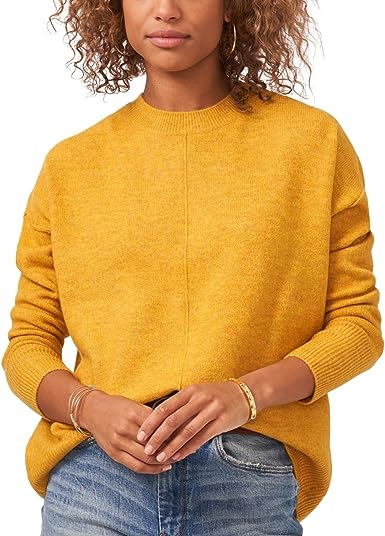 Vince Camuto Women's Center Seam Crewneck Sweater Yellow Size Medium