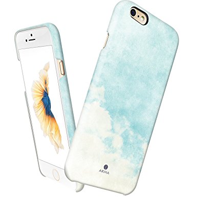 iPhone 6 6s case Slim, Akna Vintage Obsession Series High Impact Slim Hard Case with Soft Fabric Interior for both iPhone 6 & iPhone 6s [Vintage Blue Cloud](U.S)