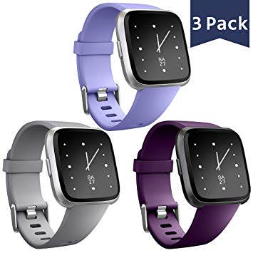 Maledan Replacement Bands for Fitbit Versa, Classic Accessory Sport Band for Fitbit Versa Smart Watch Women Men, 3-Pack, Large Small