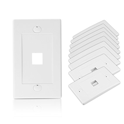 Cable Matters (10 Pack) Wall Plate with 1-Port Keystone Jack Insert in White
