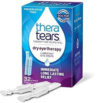 Thera Tears Dry Eye Therapy Lubricant Eye Drops, 32 Single-Use Vials Per Pack (Pack of 3)