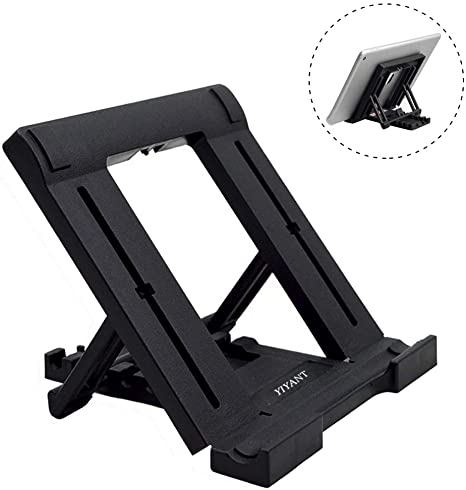 Phone/Tablet Stand, Cell Phone Holder Stand,Foldable Portable Desktop Holder for 4-10" Tablet Phone iPad 2019, iPhone 11/Pro/Xs/Xs Max/Xr/X/8/8p, iPad Air 3, Mini 5, Galaxy Note and More (Black)