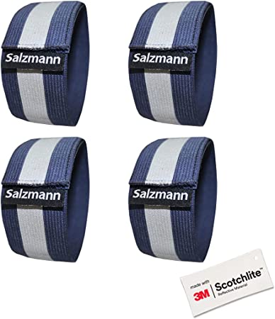 Salzmann 3M Reflective Elastic Arm and Leg Bands | Made with 3M Scotchlite | Set of 4