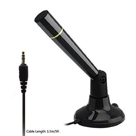VAlinks Plug and Play 35mm Adjustable Home Audio PCDesktopLaptopNotebook Omnidirectional Condenser Microphone Mic Ideal for Skype FaceTime Microsoft Cortana LOL Youtube Black