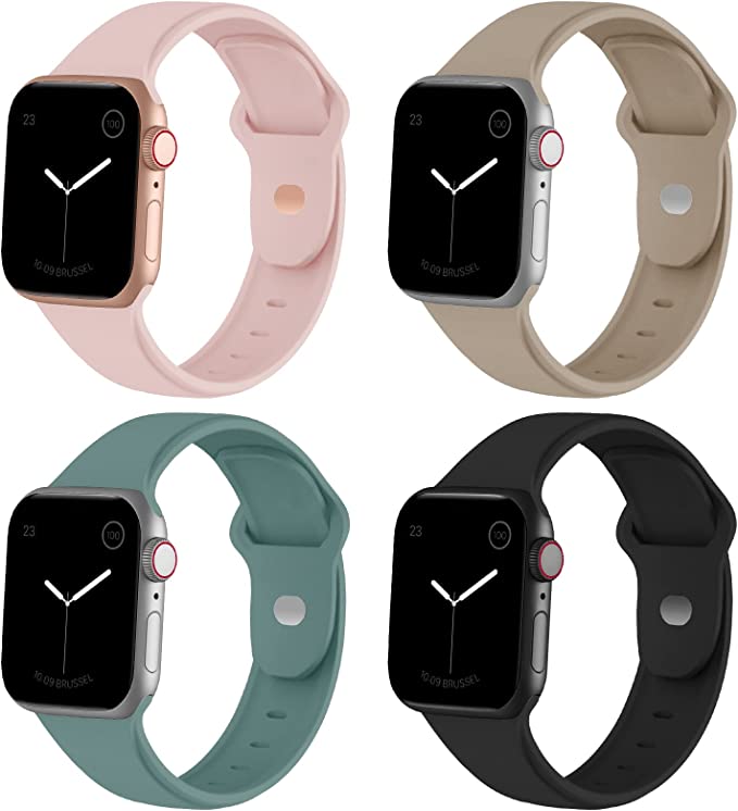 Sport Bands Compatible with Apple Watch Band 38mm 40mm 41mm 42mm 44mm 45mm for Women Men, Silicone Replacement Wristbands Straps for iWatch Series Ultra/8/7/6/5/4/3/2/1/SE