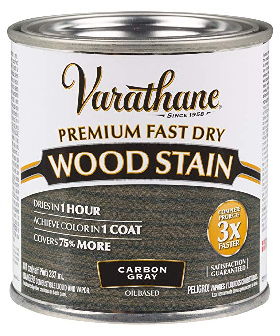 Varathane 307416 Premium Fast Dry Wood Stain, 1/2 Pint, Carbon Gray