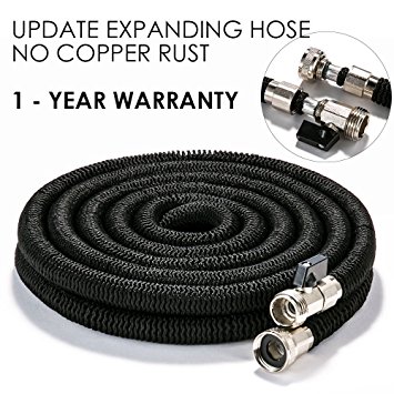 Flexible Expandable Garden Water Hose - 75ft New Design Prevent Corrosion Heavy Duty Expanding Hose with Nickel Plated Brass Fittings collapsible garden hose