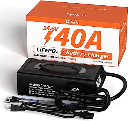 LiTime Lithium Battery Charger 14.6V 40A, Special for 12V LiFePO4 Battery, with Display Instruction and LED Indicator, AC-DC Smart Charger for 12.8V LiFePO4 Lithium Batteries, 40A Fast Charging