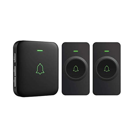 Wireless Doorbells, AVANTEK Mini IP55 Waterpoof Doorbell Chime Operating at 1000 Feet, 2 Remote Buttons Can Have Different Tones, 52 Melodies, 5 Volume Levels, LED Flash, CB-21