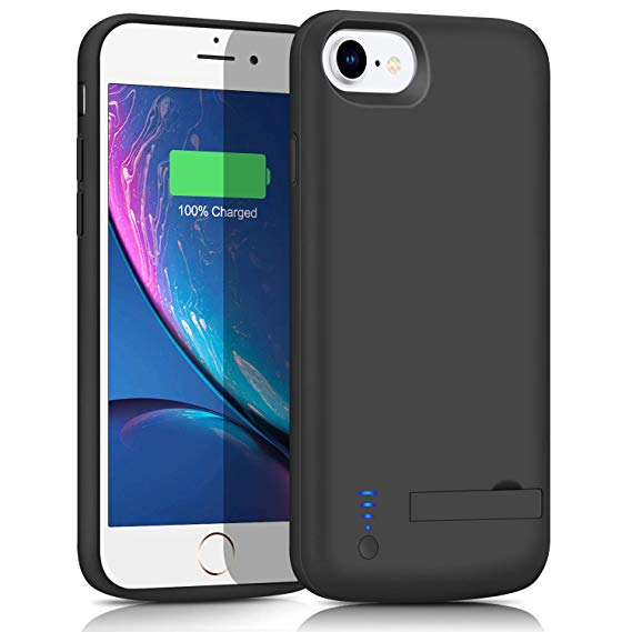 QLSMEB Battery Case for iPhone 7/8/6/6s,5500mAh Portable Rechargeable Charging Case External Battery Pack for Apple iPhone 6/6s/7/8 Protective Charger Case Backup Battery Power Bank (4.7 inch) (Black)