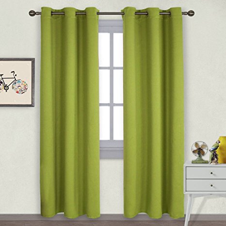 Window Drapery Panels Blackout Curtains - Nicetown Window Treatment Thermal Insulated Solid Grommet Blackout Drapes for Bedroom (Set of 2 Panels,42 by 72 Long, Fresh Green)