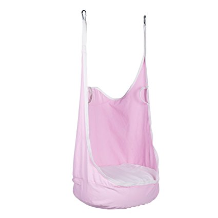 CO-Z Kids Pod Swing Child Hanging Chair Indoor Kid Hammock Seat Pod Nook (Upgraded Two Straps, Pink)