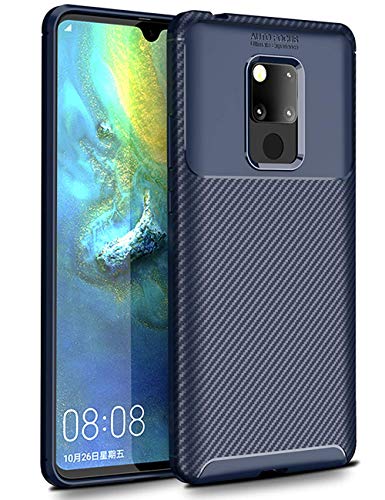 TTVie Case for Huawei Mate 20 X, Ultra Slim Flexible TPU Shock Absorption and Carbon Fiber Bumper Protective Cover Case for Huawei Mate 20 X 7.2 Smartphone 2018 Release, Carbon Fiber Indigo