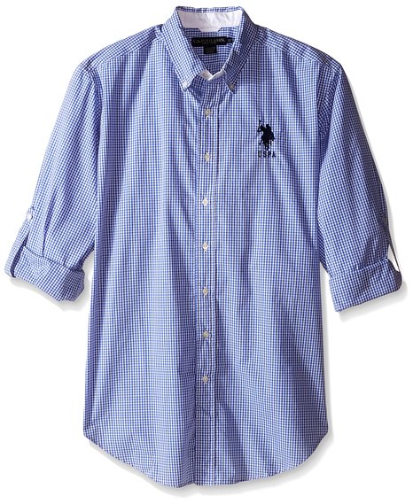 U.S. Polo Assn. Men's Long Sleeve Gingham Plaid Sport Shirt