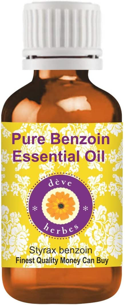 Deve Herbes Pure Benzoin Essential Oil (Styrax Benzoin)with Internal Plastic Euro Dropper 100% Therapeutic Grade Steam Distilled for Personal Care 30ml (1.01 oz)