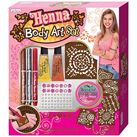 Do-It-Yourself DIY Shimmer Body Paint Henna Stencil Pen and Jewels Art Set