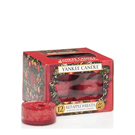 Yankee Candle Tea Light Candles, Red Apple Wreath, Pack of 12