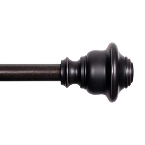 Kenney 5/8" Fast Fit Finn Easy Install Curtain Rod, Weathered Brown, 36"-66"