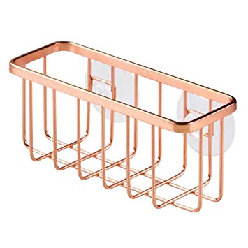 InterDesign Gia Sink Suction Holder for Sponges, Scrubbers, Soap in Kitchen, Bathroom, Bathtubs, 5.75" x 2.5" x 2.25, Set of 2, Copper