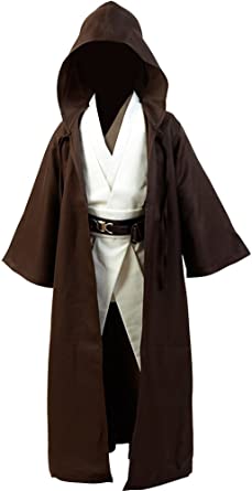 CosplaySky Kids Outfit Costume for Obi Cosplay Tunic Hooded Robe Brown Version