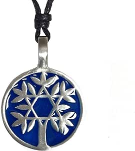 Judaica Pewter Tree of Life Jewish Star Necklace