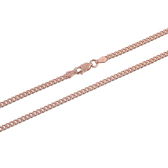 Kezef Creations 3mm Miami Cuban Link Chain in 18K Gold Plated Sterling Silver, Rose Gold Plated Sterling Silver & 925 Sterling Silver Bracelets and Necklaces 7-36 Inches