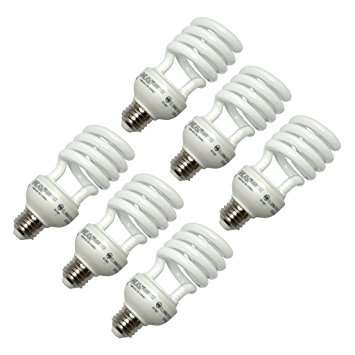 GE 26 Watt T3 Spiral Energy Smart CFL, Medium (E26) Base, 2700K, 100 Watt Replacement, 6 Pack