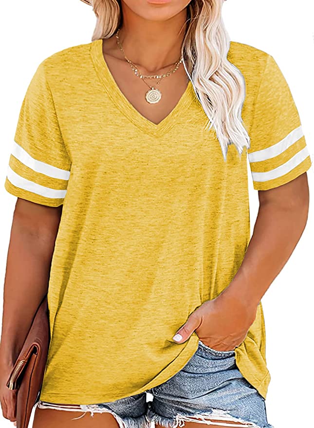 Asvivid Womens Plus Size Tops Summer Short Sleeve Crew Neck Loose Casual Tee T Shirt