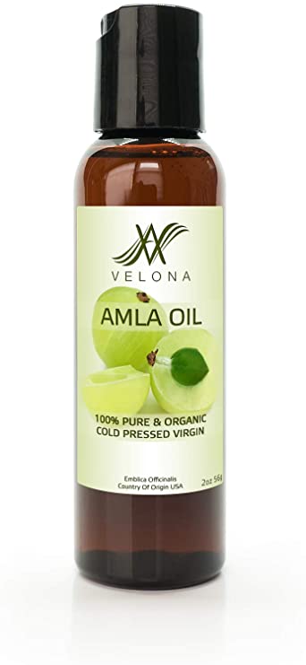 100% Natural AMLA Oil by Velona | All Natural Clear Carrier Oil for Hair Growth, Body, Face & Skin Care | Extra Virgin, UNREFINED, Cold Pressed | Size: 2 OZ