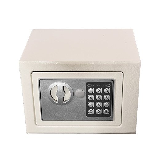 Pandamoto Digital Steel Safe Electronic Security Home Safe Office Money Cash Safty Box (4.6L, White)