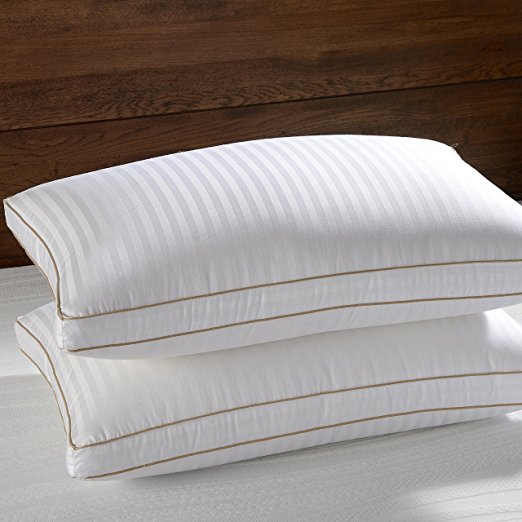 Basic Beyond White Goose Down Pillow, Gusseted,700 Fill Power TENCEL Cotton fabric,White, Standard Size,Set of 2