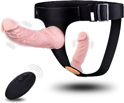 Harness Strap-On Vibration Realistic Dildos - Adjustable Strapless Strap On Dildos with 10 Strong Modes 2 Dildos Silicone Anal G-spot Stimulation Sex Toys for Female Couple Lesbian | Remote Control