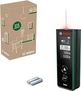 Bosch télémètre laser Zamo 4ème génération (mesures faciles et précises jusqu’à 25 m, piles rechargeables via le port USB-C®, ajout possible d’adaptateurs, dans boîte carton pour e-commerce)