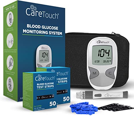 Care Touch Diabetes Testing Kit – Care Touch Blood Glucose Meter, 100 Blood Test Strips, 1 Lancing Device, 30 gauge Lancets-100 count and Carrying Case